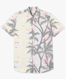 chemise homme a manches courtes motif tropical effet delave rose7898101_4
