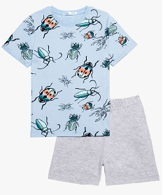 pyjashort garcon manches courtes a revers et motif coleopteres bleu7900601_1