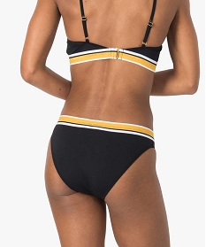 bas de maillot de bain femme a taille elastique rayee et doree noir bas de maillots de bain7901101_2