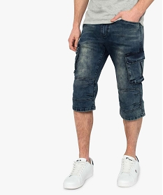 bermuda homme en jean avec larges poches sur les cuisses bleu shorts et bermudas7905701_1