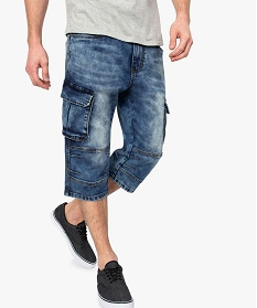bermuda homme en jean avec larges poches sur les cuisses bleu7905801_1