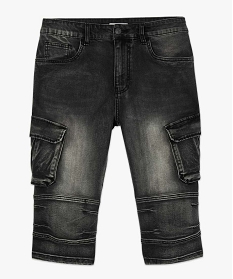 bermuda homme en jean avec larges poches sur les cuisses noir shorts et bermudas7905901_4