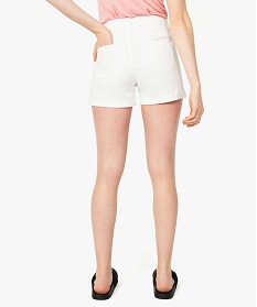 short femme en toile unie avec revers cousus blanc shorts7906101_3
