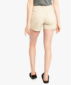 short femme en toile unie avec revers cousus beige shorts7906301_3
