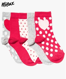chaussettes bebe fille a motifs 100 coton bio (lot de 5) rose7909701_1