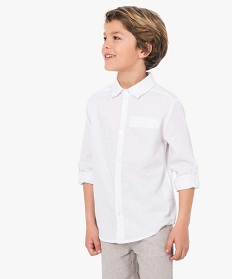 chemise garcon en coton uni aspect nid dabeille blanc7910801_1