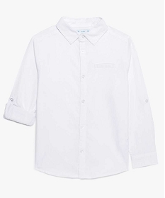 chemise garcon en coton uni aspect nid dabeille blanc7910801_2