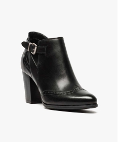 low-boots femme dessus cuir avec bout fleuri noir bottines et boots7912901_2
