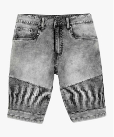 bermuda homme en jean avec surpiqures sur les cuisses gris7915301_4