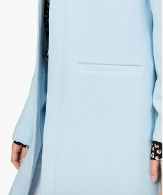 veste femme en crepe porter ouvert avec passepoil argente bleu vestes7919701_2
