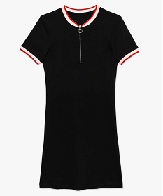 robe tee-shirt femme a col zippe et finition bicolore noir robes7919801_4
