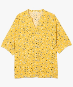 chemise femme a manches coures fluide et imprime fleuri jaune chemisiers et blouses7930001_4