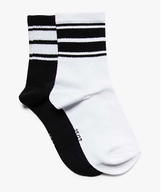 chaussettes de sport pour femme avec tige rayee (lot de 2) blanc chaussettes7936301_1