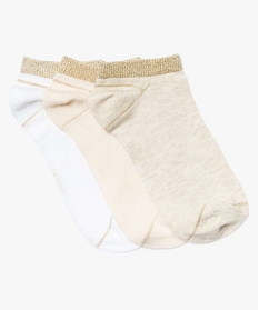 GEMO Chaussettes ultra-courtes avec paillettes sur la tige femme (lot de 3) Beige