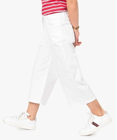 pantalon fille en toile coupe wide cropped blanc7941101_1