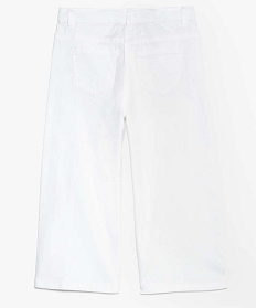pantalon fille en toile coupe wide cropped blanc pantacourts7941101_3