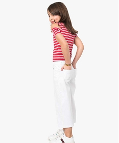 pantalon fille en toile coupe wide cropped blanc pantacourts7941101_4