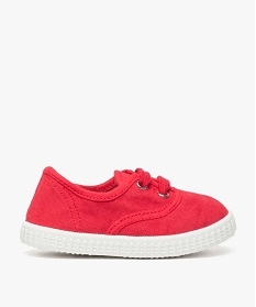 tennis bebe garcon a lacets en toile de coton bio rouge7942101_1