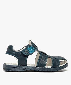 sandales garcon en cuir avec surpiqures contrastantes bleu7946401_1