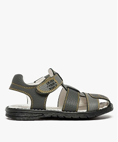 sandales garcon en cuir avec surpiqures contrastantes gris7946501_1