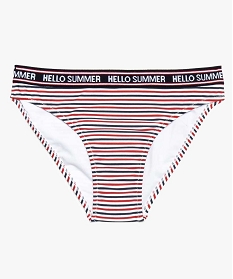 GEMO Bas de maillot de bain fille rayé à large ceinture élastiquée Imprimé