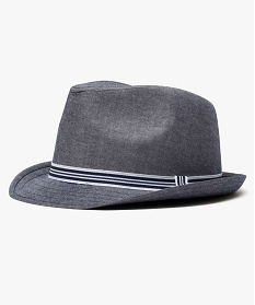 GEMO Chapeau homme trilby en chambray avec ruban rayé Bleu