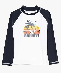 tee-shirt garcon bicolore special plage a manches longues blanc7962201_1