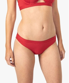 bas de maillot de bain femme en matiere texturee effet strie rouge7967301_1