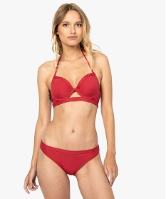 bas de maillot de bain femme en matiere texturee effet strie rouge bas de maillots de bain7967301_3