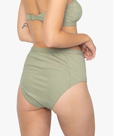 bas de maillot de bain femme effet raye taille haute vert bas de maillots de bain7967401_2