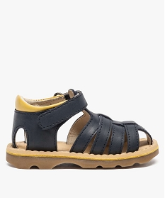 GEMO Sandales garçon bicolores en cuir fermeture scratch Bleu