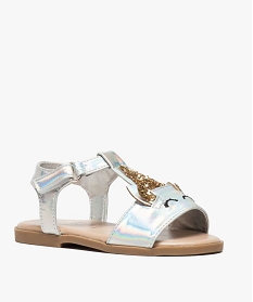 sandales fille iridescentes a paillettes et motif licorne gris sandales et nu-pieds7969701_2