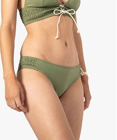 bas de maillot de bain femme a smocks et lacets sur les hanches vert bas de maillots de bain7972801_1