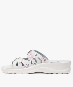 mules femme confort a talon compense et motif floral blanc mules et sabots7977201_3