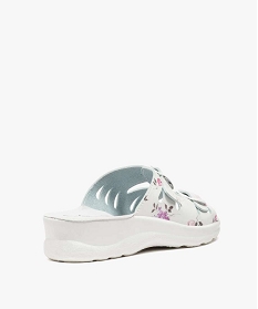 mules femme confort a talon compense et motif floral blanc mules et sabots7977201_4