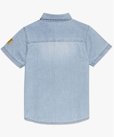 chemise garcon en jean a manches courtes bleu7985001_2