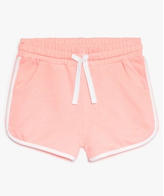 short fille en coton avec biais contrastants et taille elastiquee rose shorts7988301_1