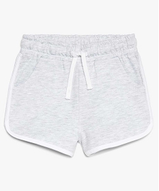short fille en coton avec biais contrastants et taille elastiquee gris shorts7988401_1