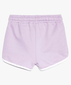 short fille en coton avec biais contrastants et taille elastiquee violet shorts7988501_2