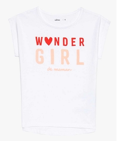 tee-shirt fille avec inscription wonder girl blanc7988601_1