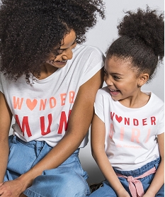 tee-shirt fille avec inscription wonder girl blanc7988601_4