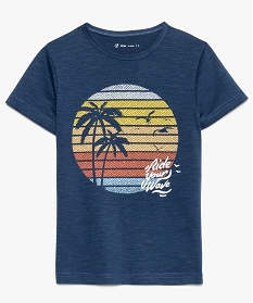 tee-shirt garcon avec motif estival sur lavant bleu tee-shirts8004201_1