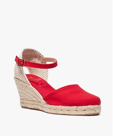 sandales femme en toile et talon compense en corde rouge sandales a talon8236001_2