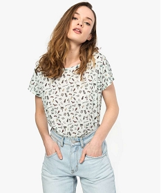 tee-shirt femme loose imprime a manches courtes chauve-souris vert8322801_1