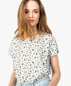 tee-shirt femme loose imprime a manches courtes chauve-souris vert8322801_2