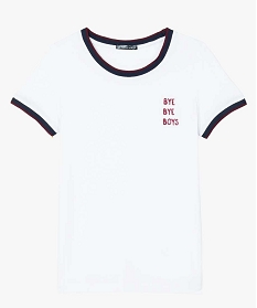tee-shirt femme avec inscription et finitions bicolores blanc t-shirts manches courtes8323301_4