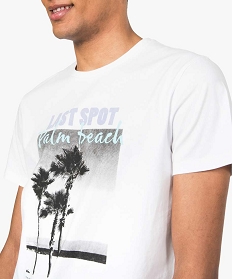 tee-shirt homme ave c motif palmiers et inscription palm beach blanc tee-shirts8564301_2