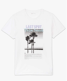 tee-shirt homme ave c motif palmiers et inscription palm beach blanc tee-shirts8564301_4