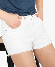 short femme en denim uni colore bord frange blanc shorts8564901_2