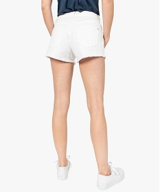short femme en denim uni colore bord frange blanc shorts8564901_3